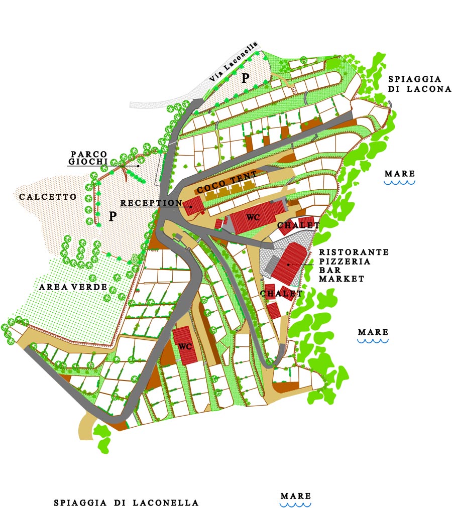 Plan des Campingplatzes Laconella, Elba